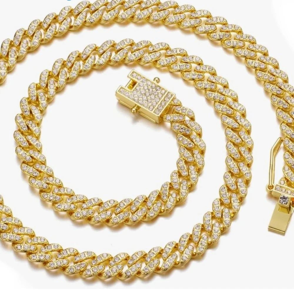 Cuban Link Chain Diamond Miami Cuban Necklace 8mm 13mm Mens Iced